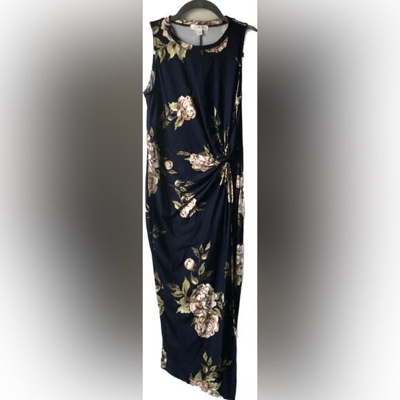 SOLD! NWT 💐Nine Britton by StitchFix💐 Abigail Navy Blue Floral Midi Dress - XS - Picture 5 of 7